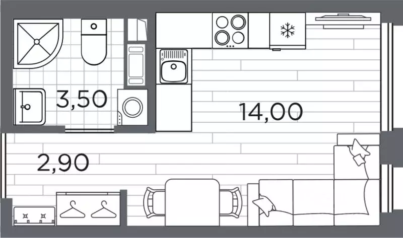Студия Санкт-Петербург Плюс Пулковский жилой комплекс (21.2 м) - Фото 1