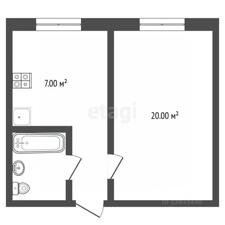 1-к кв. Тюменская область, Тюмень Олимпийская ул., 21 (30.8 м) - Фото 1