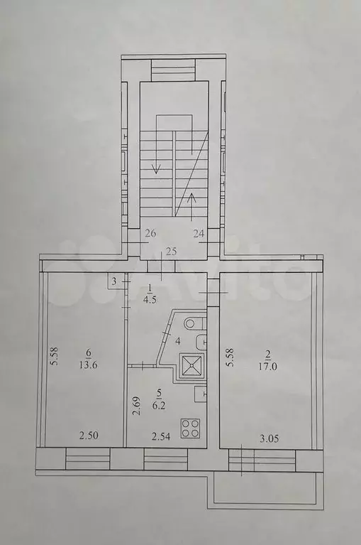 2-к. квартира, 44,3 м, 2/5 эт. - Фото 1