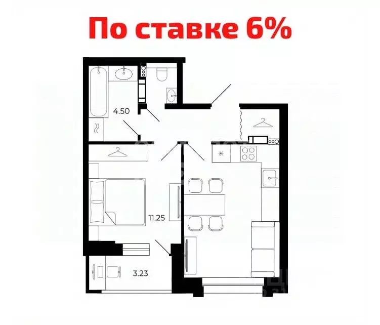 1-к кв. Липецкая область, Липецк Университетский мкр, Архитектор жилой ... - Фото 0
