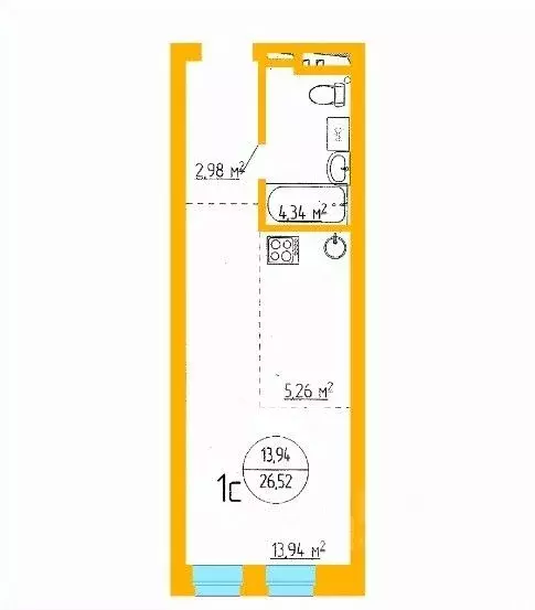 1-к кв. Башкортостан, Уфа ул. Аксакова, 79 (26.52 м) - Фото 1