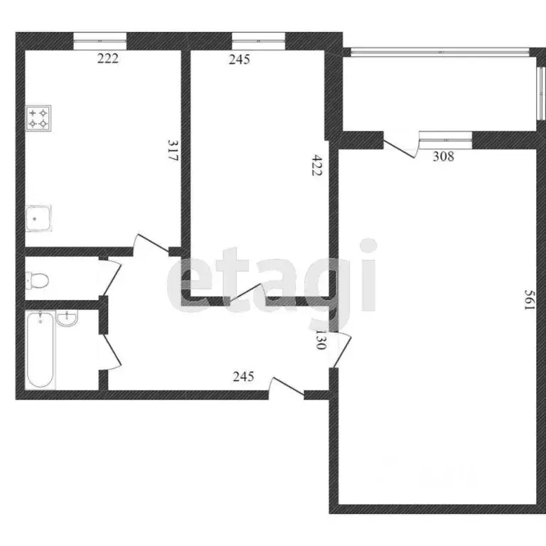 2-к кв. Тюменская область, Тобольск 6-й мкр, 18 (43.9 м) - Фото 2