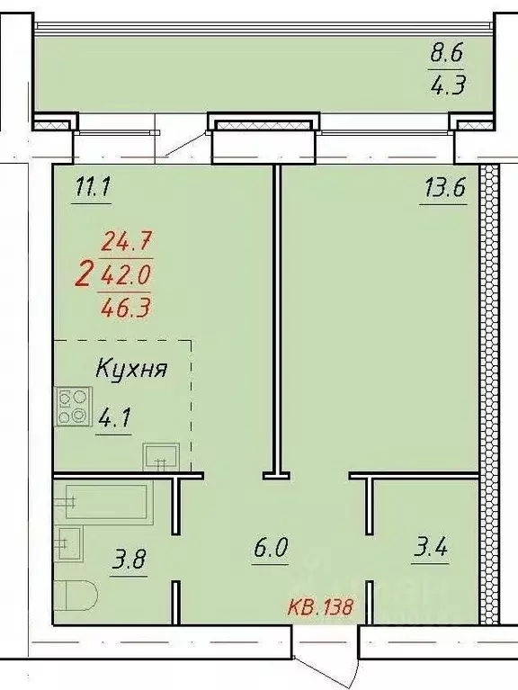 2-к кв. Алтайский край, Новоалтайск Индустриальная ул., 18 (46.3 м) - Фото 0