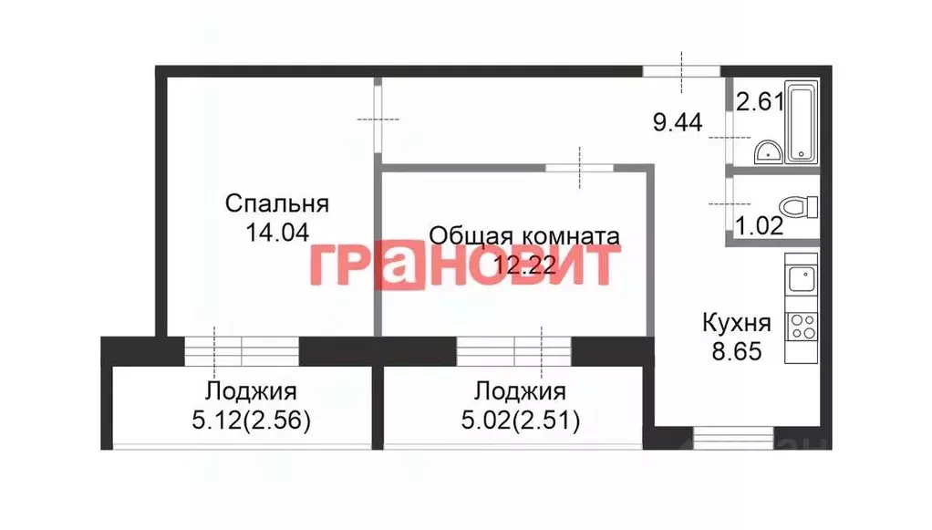 2-к кв. Новосибирская область, Новосибирск ул. Виктора Уса, 5 (47.7 м) - Фото 2