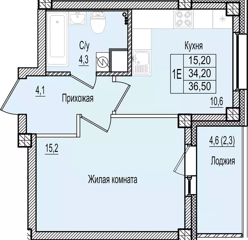 1-к кв. Псковская область, Псков Крестовский жилой комплекс (36.5 м) - Фото 0