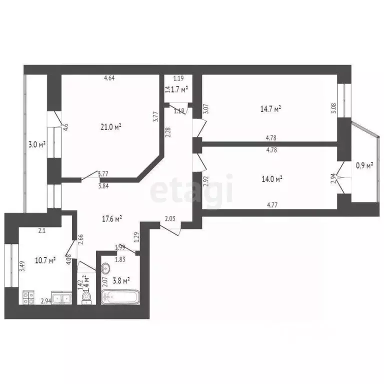 3-к кв. Мордовия, Саранск Красноармейская ул., 48 (85.0 м) - Фото 1