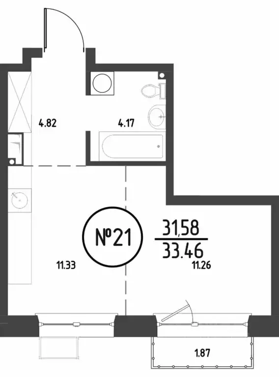 1-к кв. Иркутская область, Иркутск Макс жилой комплекс (33.45 м) - Фото 1