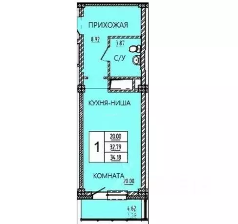 Студия Красноярский край, Красноярск ул. Светлова (34.25 м) - Фото 0