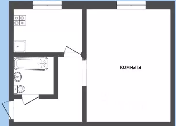 1-к кв. Кемеровская область, Новокузнецк ул. Воробьева, 14 (30.3 м) - Фото 1