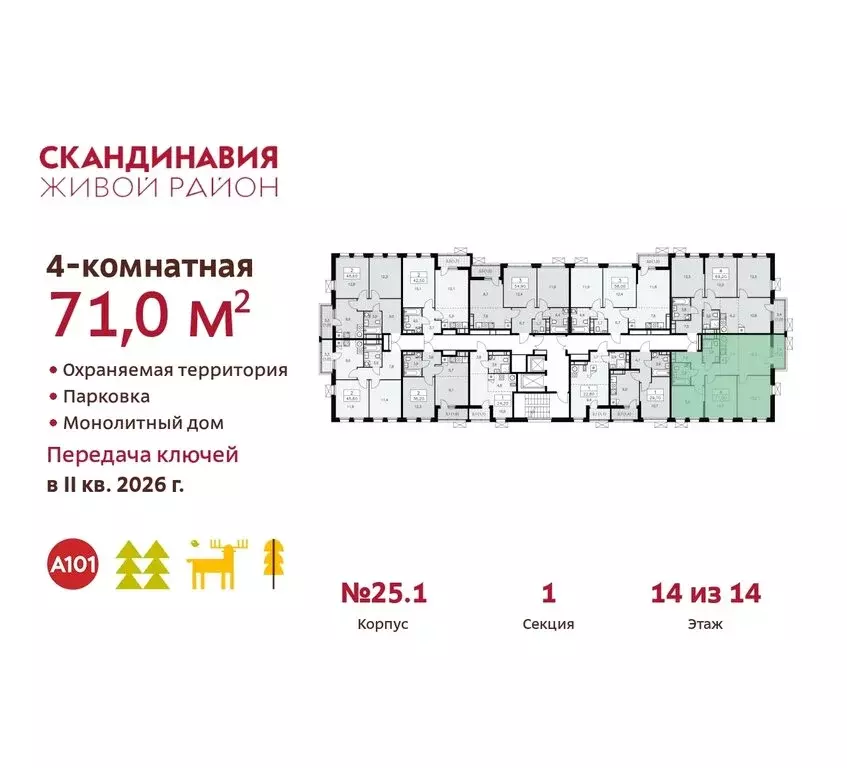 4-комнатная квартира: Москва, поселение Сосенское, жилой комплекс ... - Фото 1