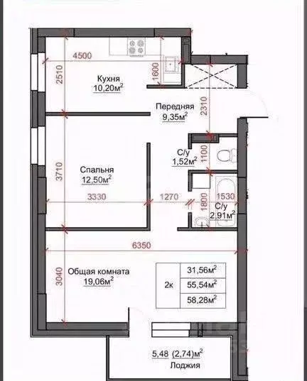2-к кв. Алтайский край, Барнаул ул. Сергея Ускова, 42 (55.8 м) - Фото 2