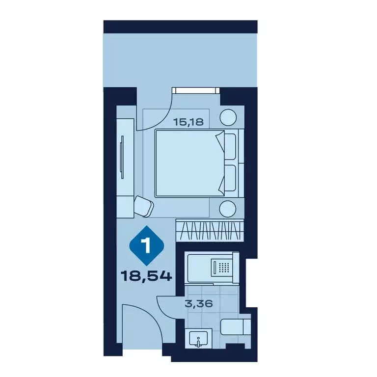 1-комнатная квартира: Челябинская область, Миасс (18.74 м) - Фото 1