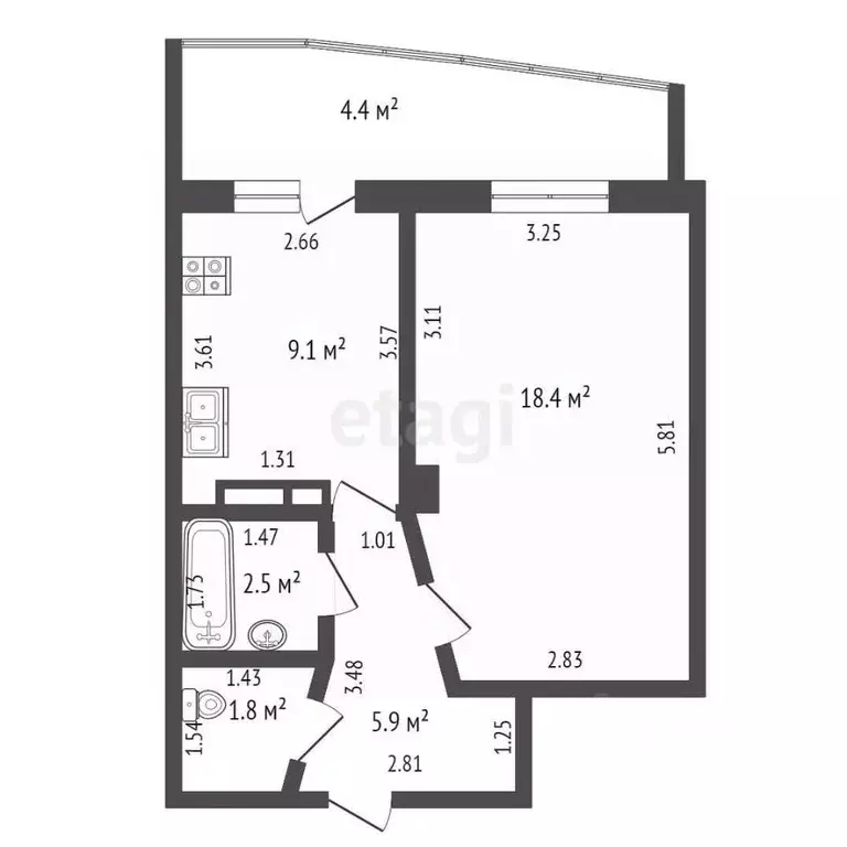1-к кв. Мордовия, Саранск ул. Косарева, 41 (37.7 м) - Фото 1