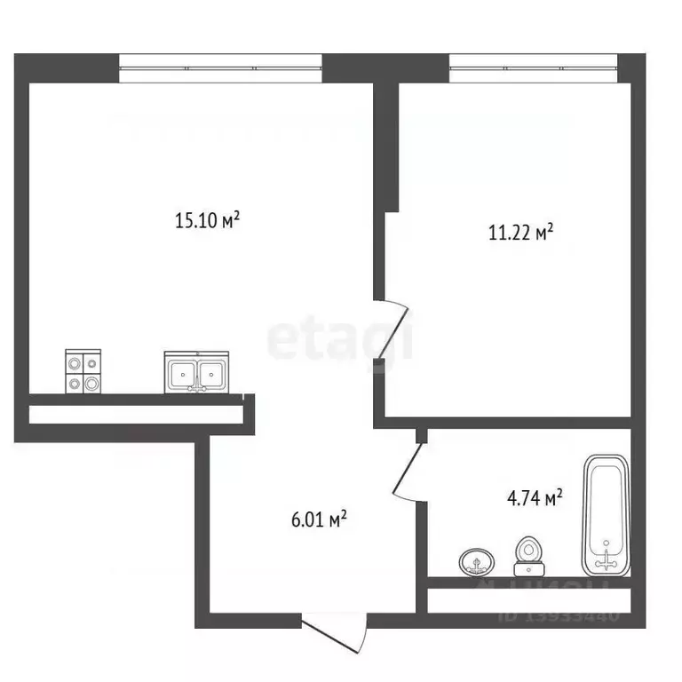 1-к кв. Тюменская область, Тюмень ул. Новоселов, 103 (37.7 м) - Фото 2