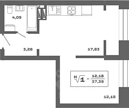 1-к кв. Новосибирская область, Новосибирск Аэропорт мкр,  (37.38 м) - Фото 0