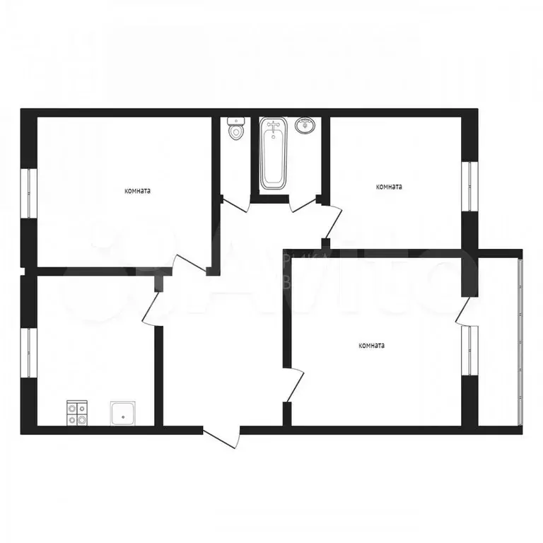 3-к. квартира, 60,1 м, 4/5 эт. - Фото 0