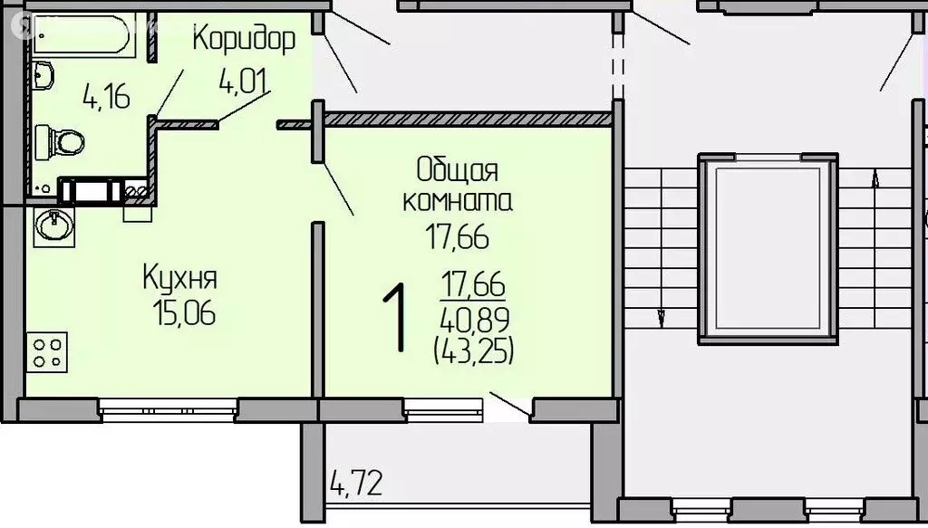 1-комнатная квартира: Чебаркуль, улица 9 Мая, 31 (43.25 м) - Фото 0