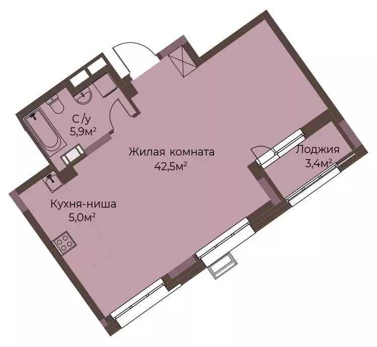 1-к кв. Нижегородская область, Нижний Новгород ул. Максима Горького, ... - Фото 1