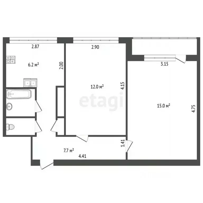 2-к кв. Санкт-Петербург Выборгское ш., 23К3 (44.0 м) - Фото 1
