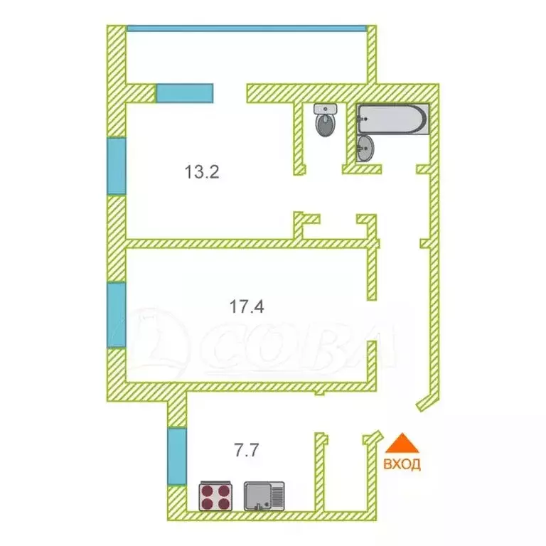 2-комнатная квартира: Тюмень, улица Александра Логунова, 4 (53 м) - Фото 2