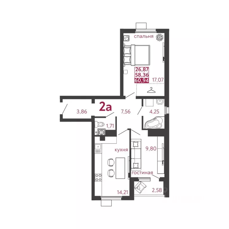 2-к кв. Пензенская область, Пенза ул. Высокая, 20 (60.94 м) - Фото 1