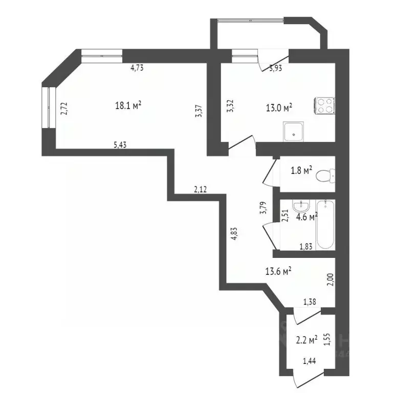 1-к кв. Тюменская область, Тюмень Широтная ул., 112к3 (53.3 м) - Фото 2