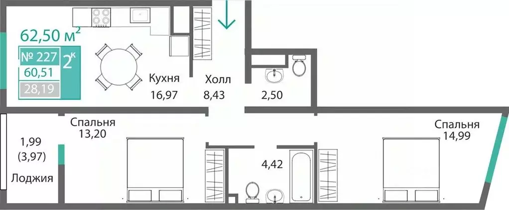 2-к кв. Крым, Симферополь Крымская роза мкр,  (62.5 м) - Фото 0