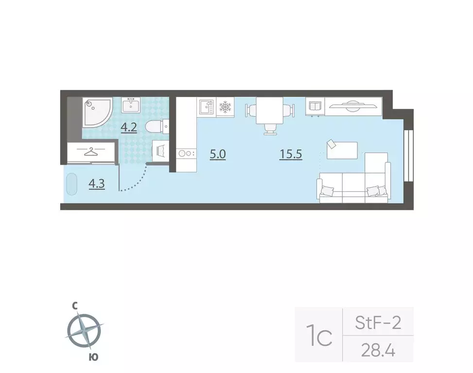 Квартира-студия: Екатеринбург, жилой район Центральный, жилой комплекс ... - Фото 1