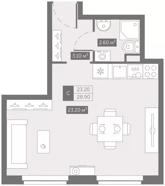 Квартира-студия: Санкт-Петербург, Архивная улица, 3к1 (28.9 м) - Фото 1