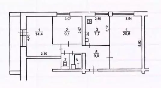 3-к кв. Карелия, Петрозаводск ул. Архипова, 2 (64.0 м) - Фото 1