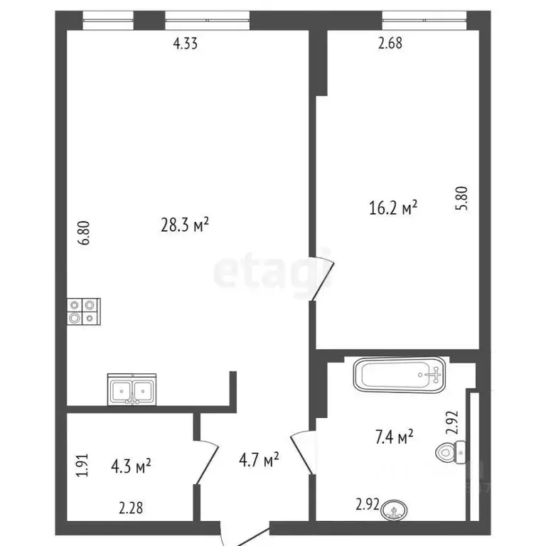 2-к кв. Крым, Симферополь ул. Воровского (62.0 м) - Фото 0