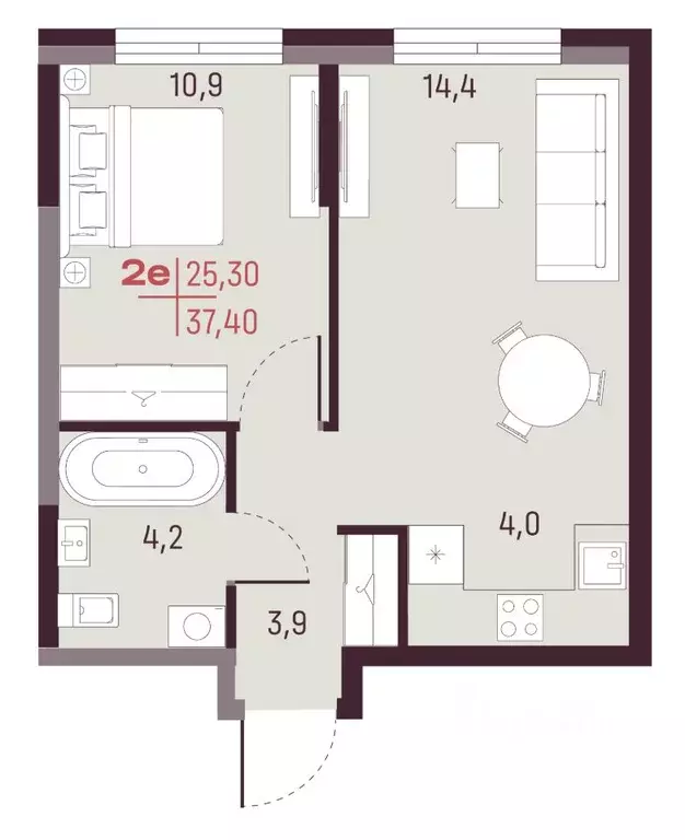 2-к кв. Свердловская область, Екатеринбург Академический мкр, 19-й ... - Фото 1