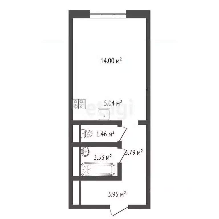 Студия Новосибирская область, Новосибирск Горский мкр, 82 (32.2 м) - Фото 1