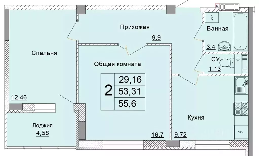 2-к кв. Белгородская область, Старый Оскол Степной мкр, 33Е (55.6 м) - Фото 1