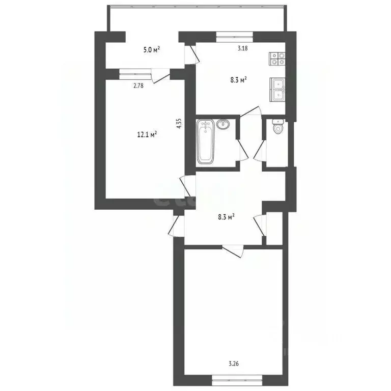 2-к кв. Крым, Белогорск ул. Нижнегорская, 101 (49.2 м) - Фото 2