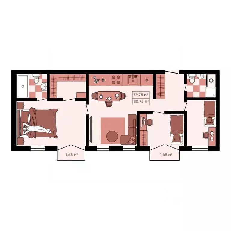 2-к кв. Приморский край, Владивосток Главная ул. (80.75 м) - Фото 1