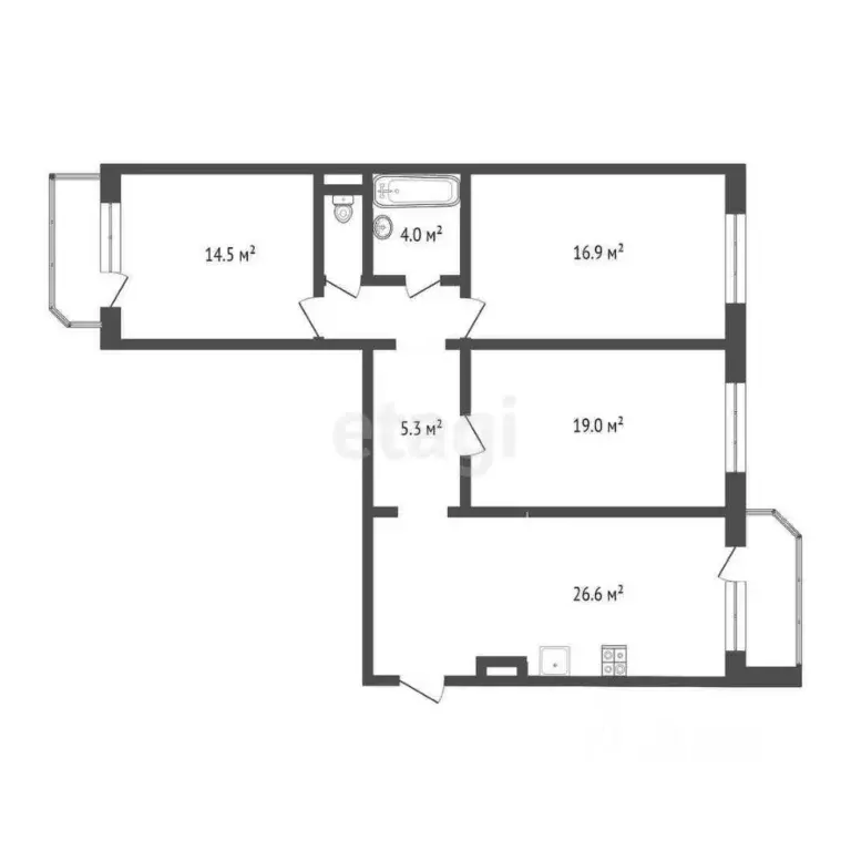 3-к кв. Тюменская область, Тюмень ул. Александра Митинского, 7 (92.8 ... - Фото 2