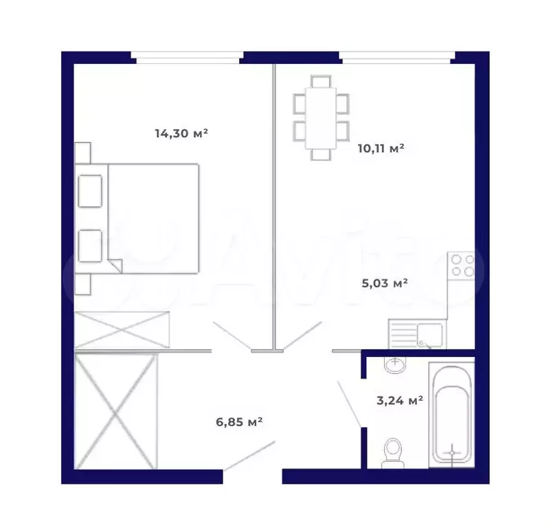 2-к. квартира, 39,5 м, 3/9 эт. - Фото 0