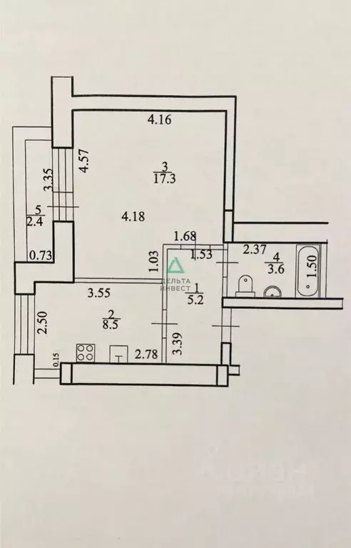 1-к кв. Башкортостан, Уфа ул. Менделеева, 145 (34.6 м) - Фото 1