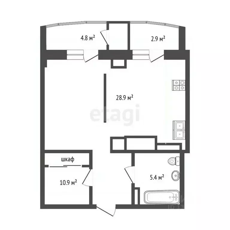 1-к кв. Тюменская область, Тюмень Орловская ул., 58 (44.8 м) - Фото 2