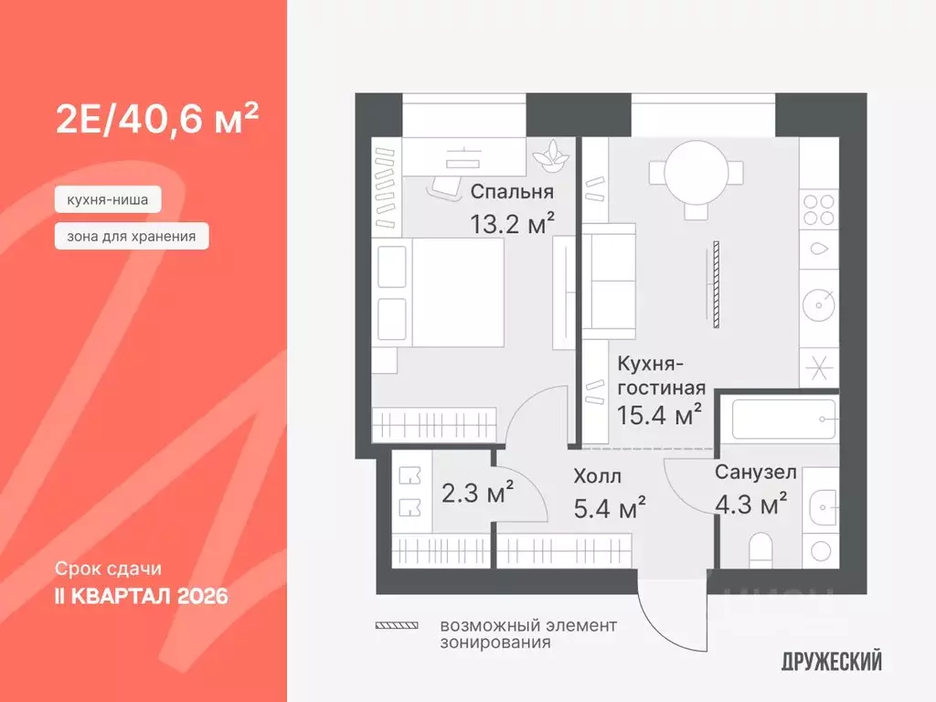 1-к кв. Тюменская область, Тюмень Кремлевская ул., 97 (40.6 м) - Фото 1
