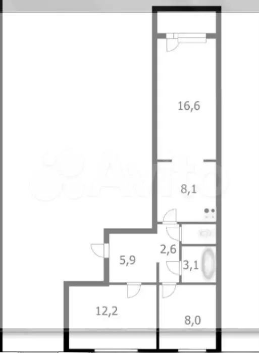 3-к. квартира, 58,1 м, 2/10 эт. - Фото 0