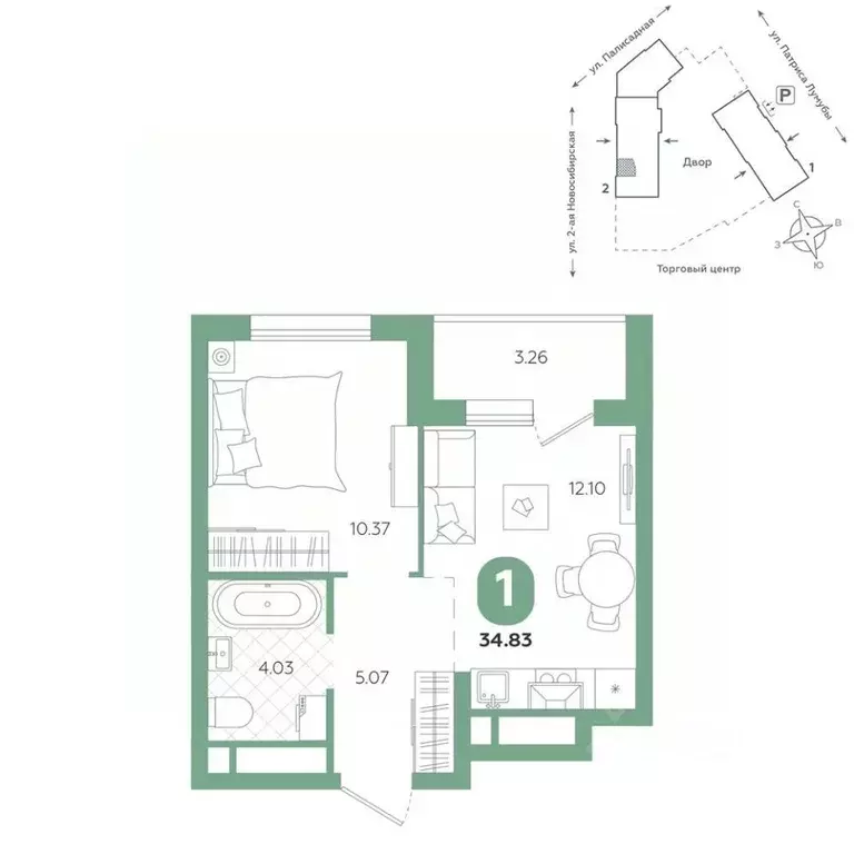 1-к кв. Свердловская область, Екатеринбург ул. Патриса Лумумбы, 4А ... - Фото 1