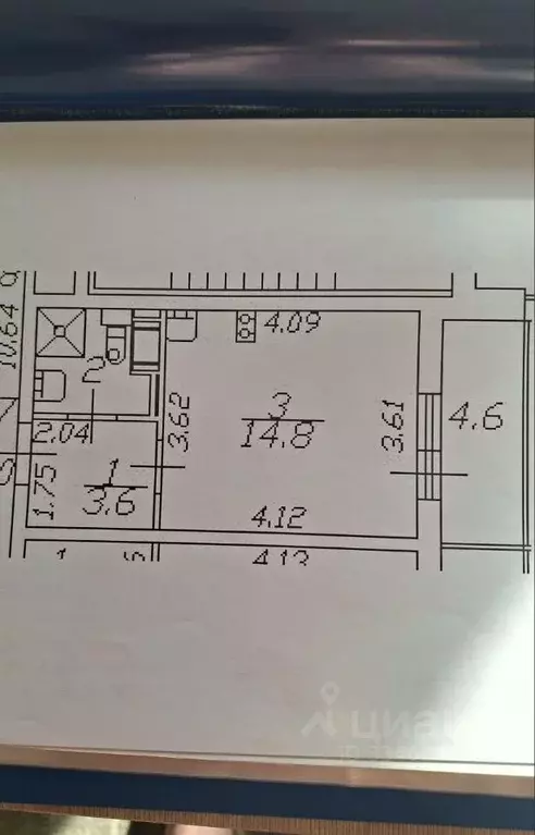 Студия Санкт-Петербург ул. Плесецкая, 10 (21.1 м) - Фото 2