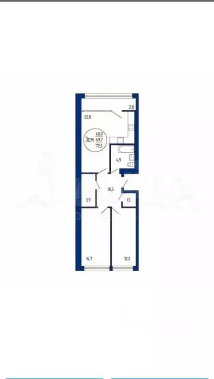 3-к кв. Башкортостан, Уфа ул. Бородинская, 9 (72.5 м) - Фото 1