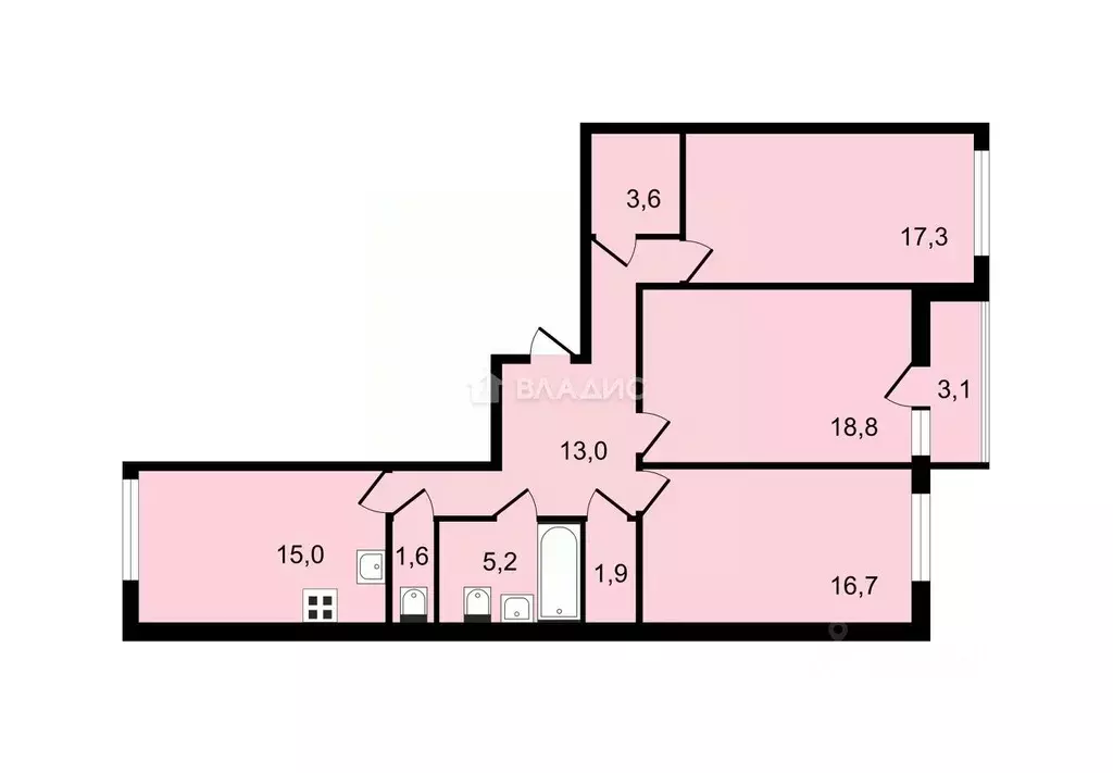 3-к кв. Санкт-Петербург просп. Тореза, 44к2 (93.1 м) - Фото 1