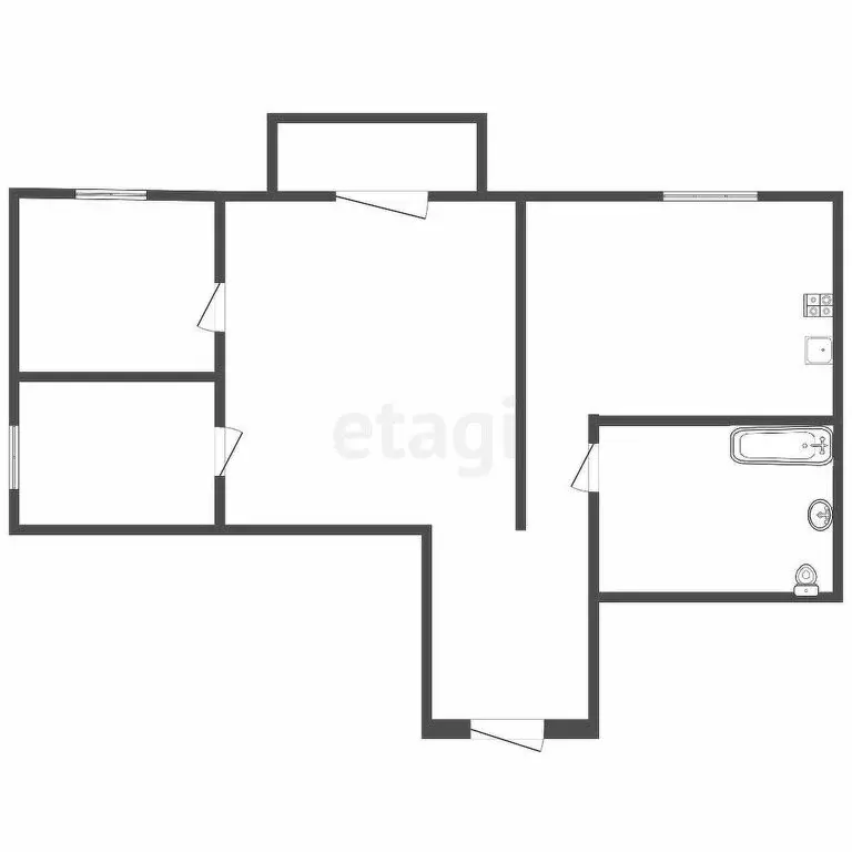 3-комнатная квартира: Томск, улица Беринга, 1/2 (60.6 м) - Фото 0