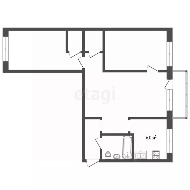 3-к кв. Челябинская область, Челябинск ул. Плеханова, 32 (53.7 м) - Фото 2
