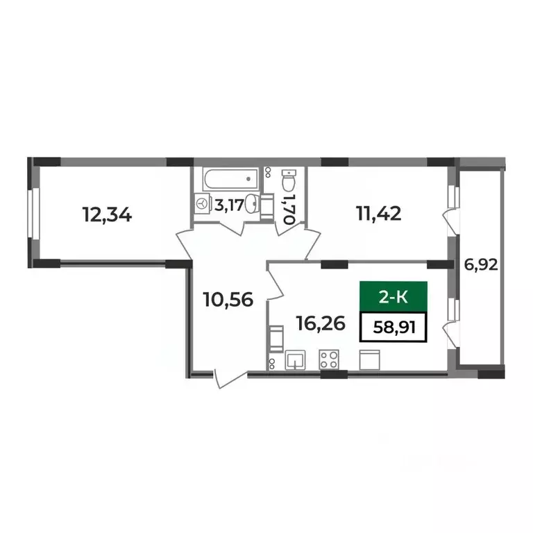 2-к кв. Владимирская область, Ковров Еловая ул., 11 (58.91 м) - Фото 0