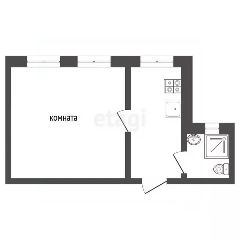 1-к кв. Крым, Ялта ул. Пальмиро Тольятти, 4 (23.6 м) - Фото 2